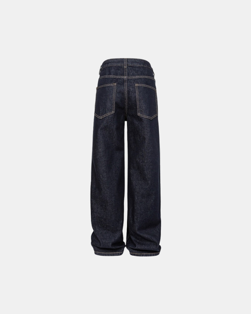 Afslappet pasform, wide-leg sorte skyllejeans