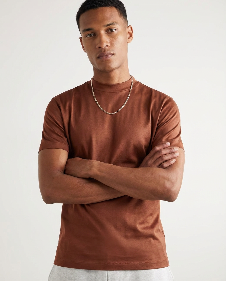 Blank poleret T-shirt med runde ærmer