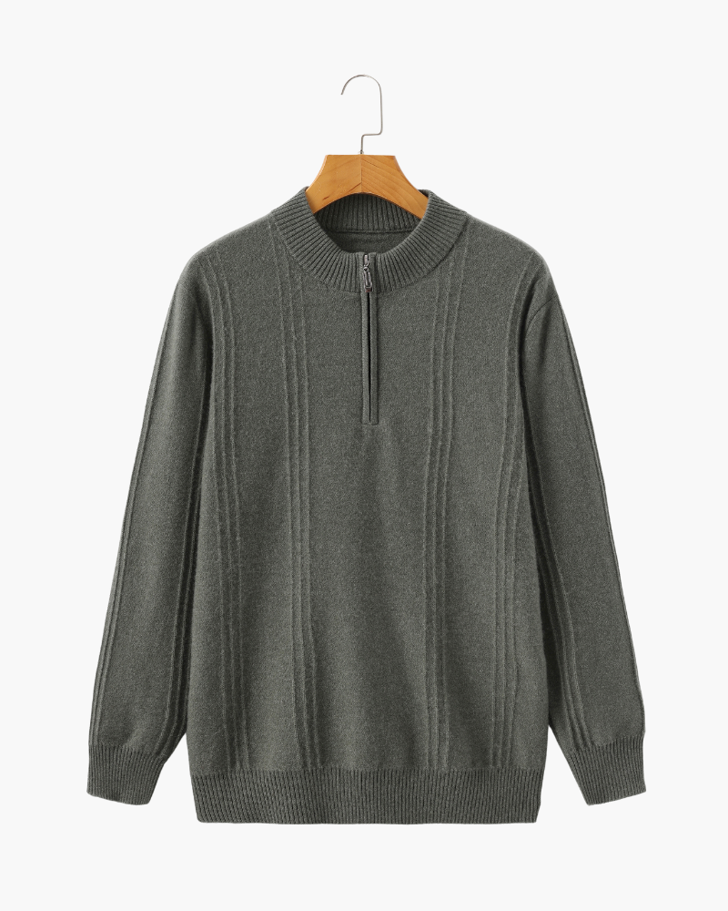 100% rib-strik med halv zip