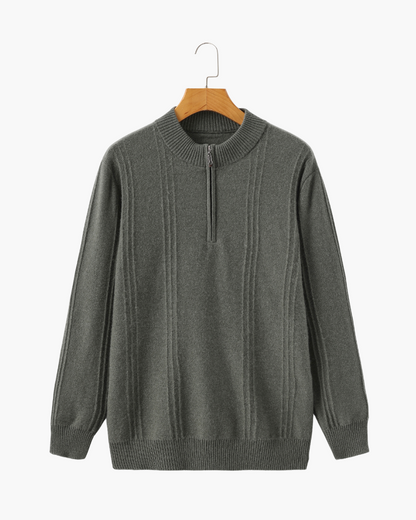 100% rib-strik med halv zip