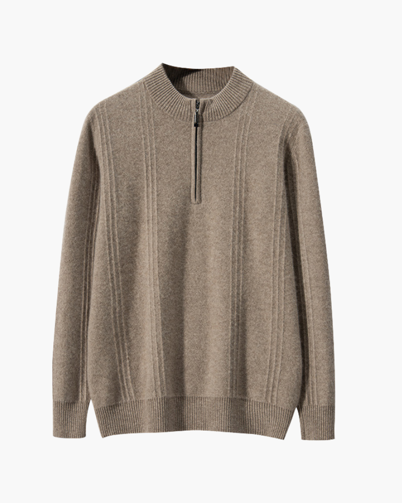 100% rib-strik med halv zip