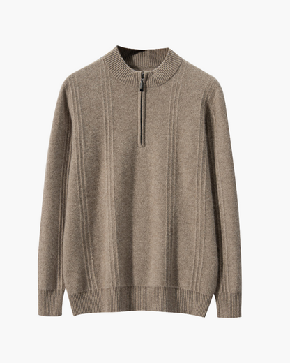 100% rib-strik med halv zip