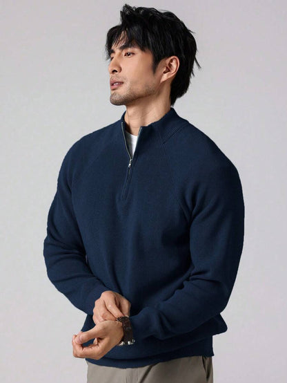 Herre halvlukket sweater med høj krave