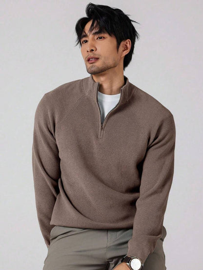 Herre halvlukket sweater med høj krave