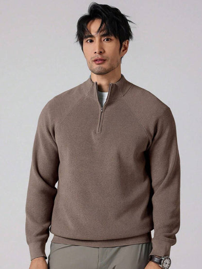 Herre halvlukket sweater med høj krave
