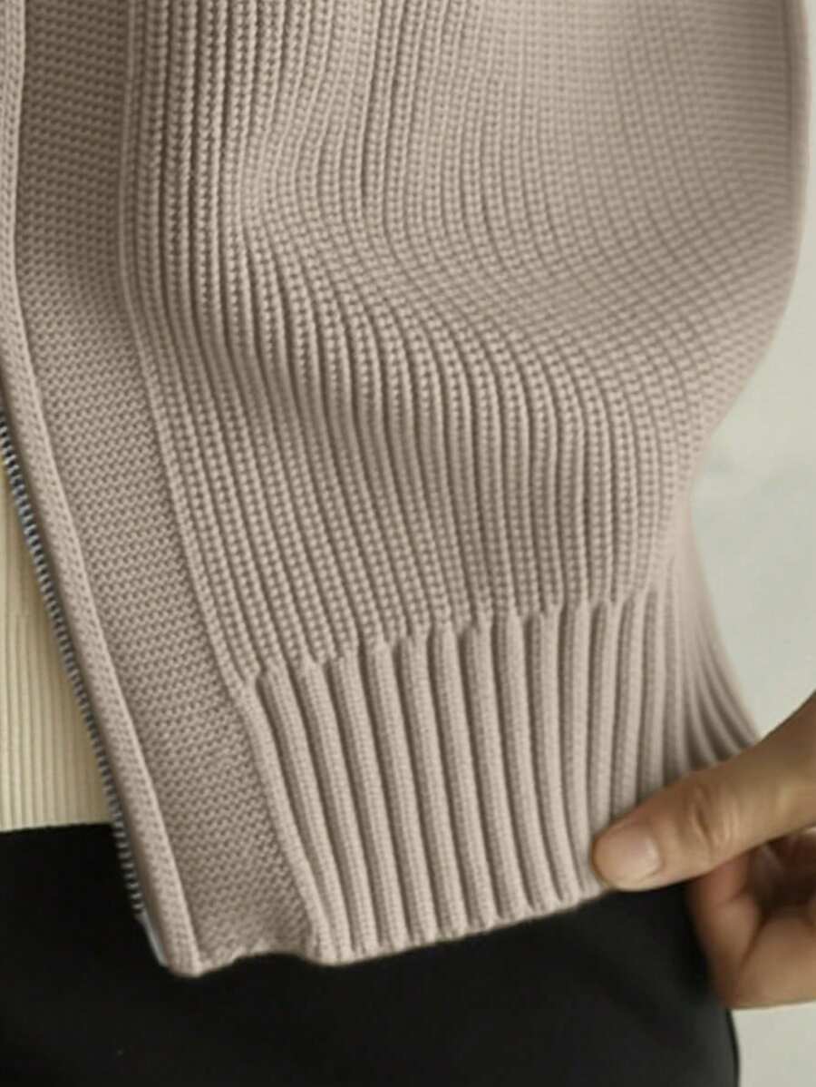 Lysegrå melange cashmere med rund hals