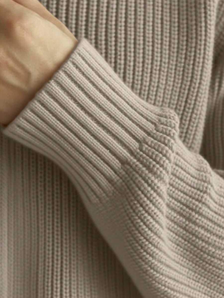 Lysegrå melange cashmere med rund hals