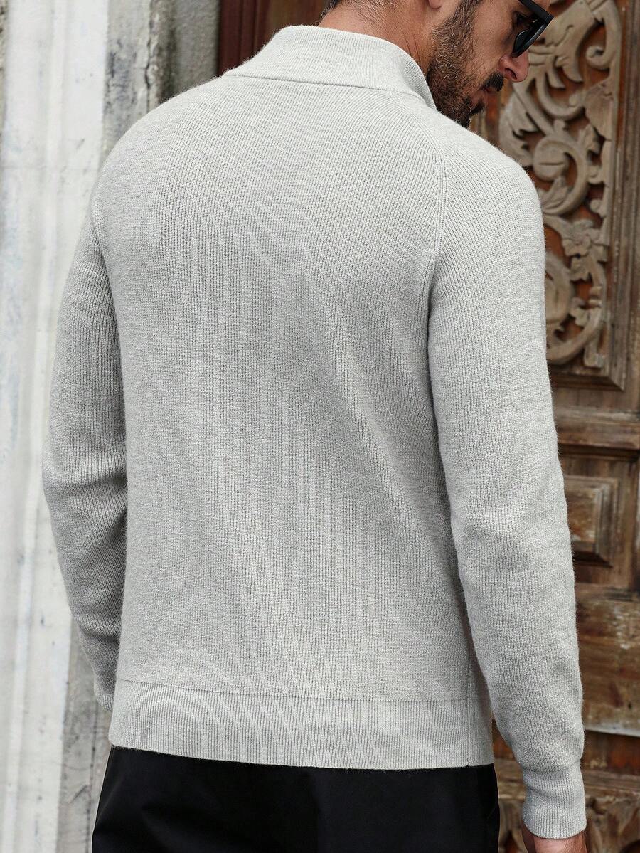 Herre halvlukket sweater med høj krave