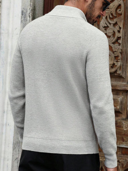 Herre halvlukket sweater med høj krave