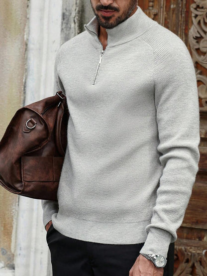 Herre halvlukket sweater med høj krave