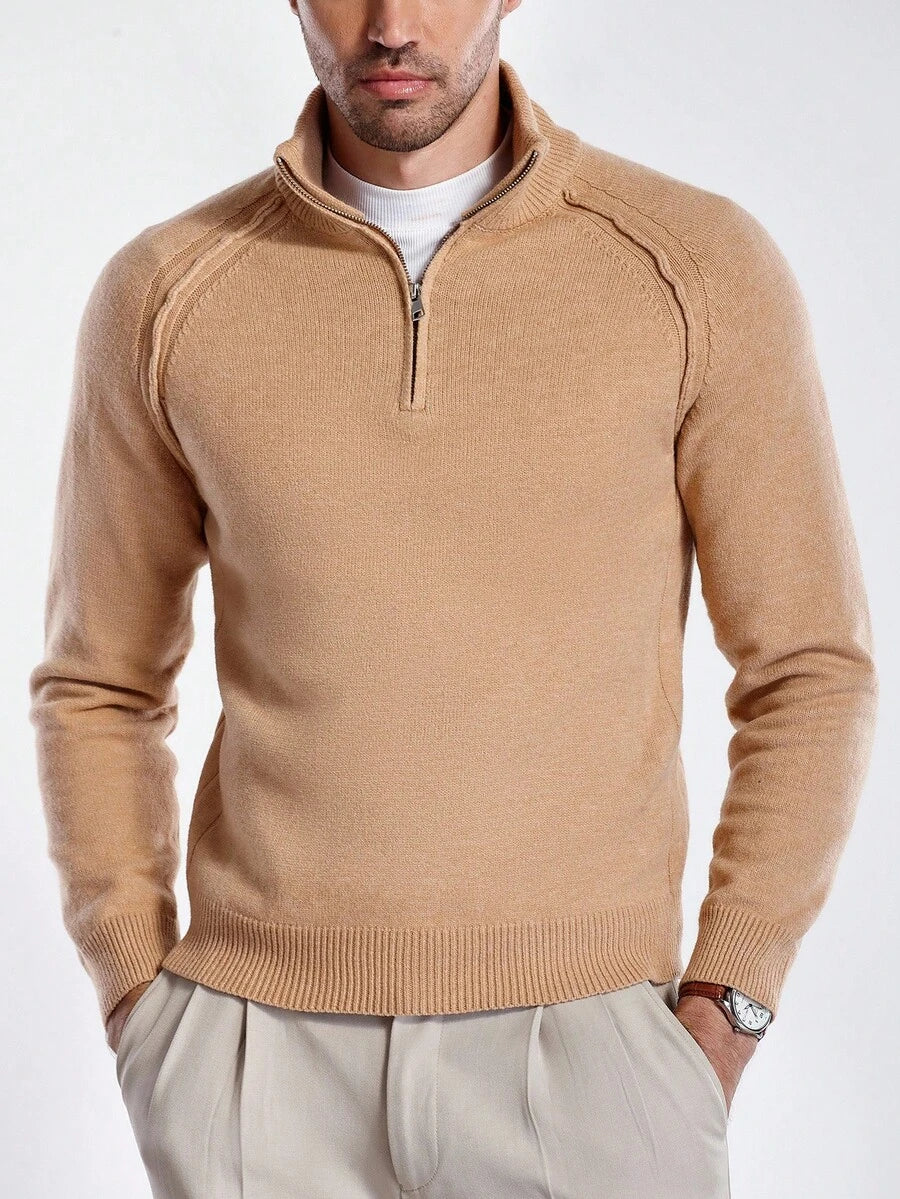 Herre halvlukket sweater med høj krave