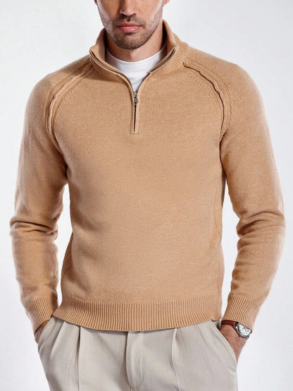 Herre halvlukket sweater med høj krave