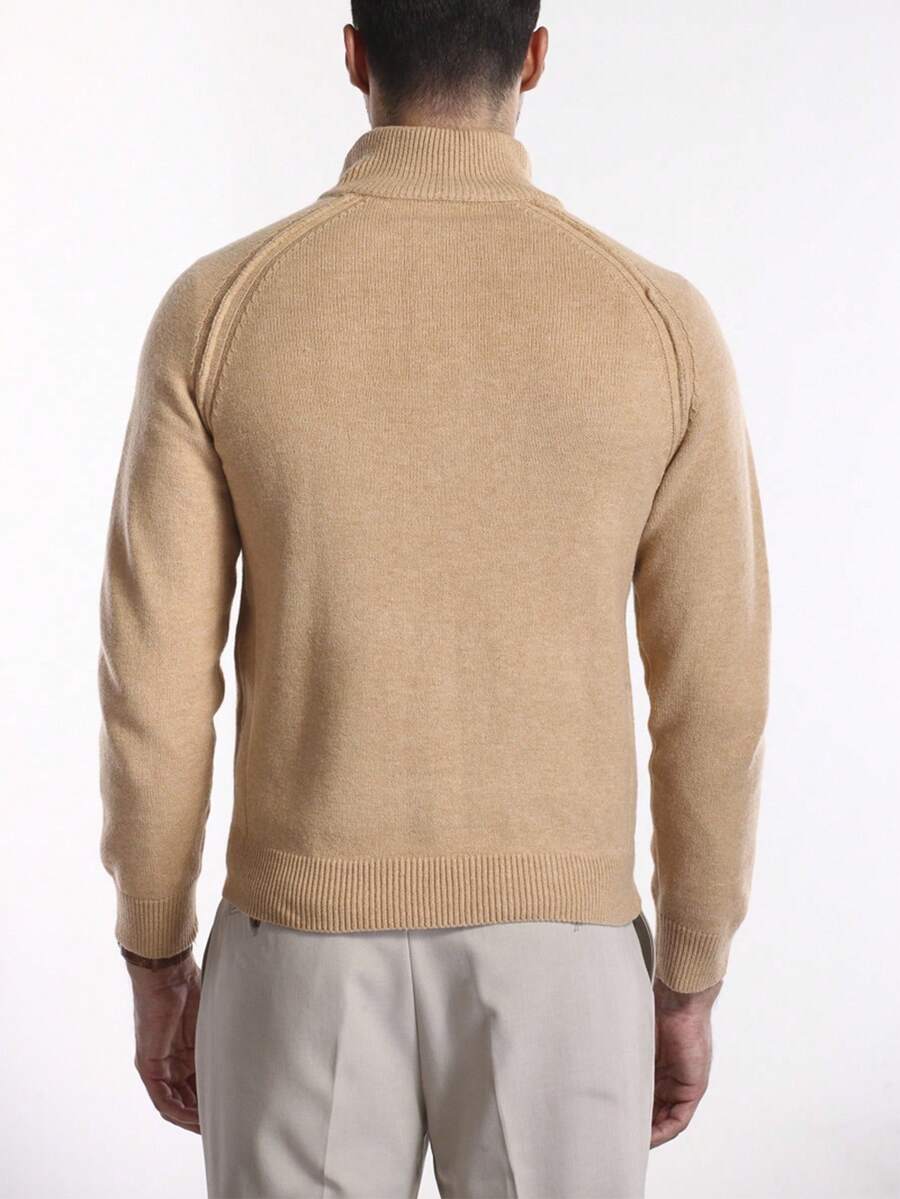 Herre halvlukket sweater med høj krave