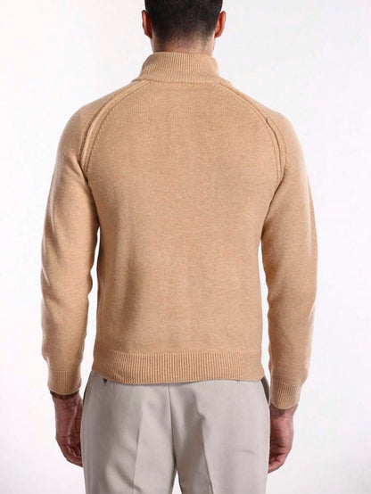 Herre halvlukket sweater med høj krave