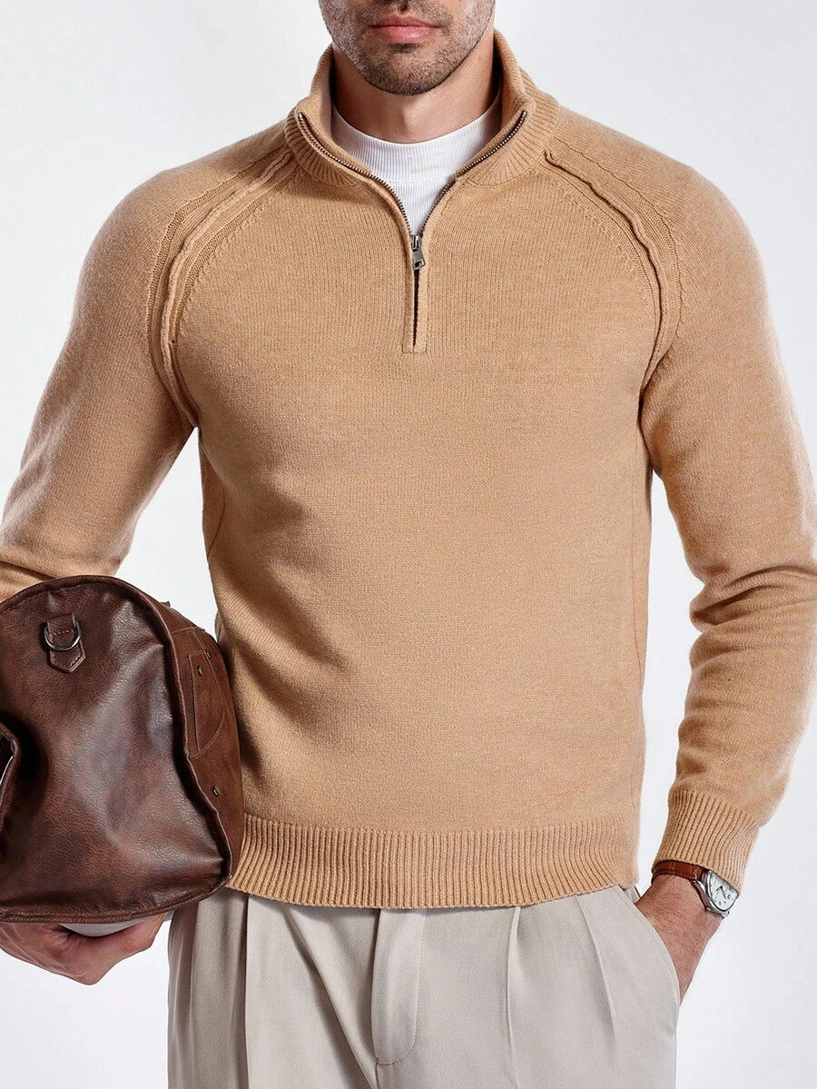 Herre halvlukket sweater med høj krave
