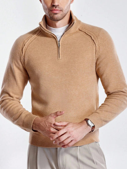 Herre halvlukket sweater med høj krave
