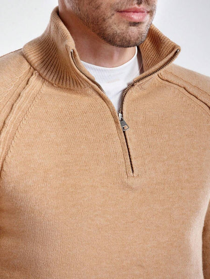 Herre halvlukket sweater med høj krave
