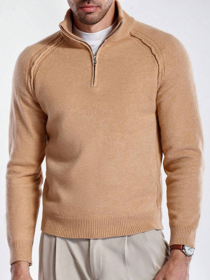 Herre halvlukket sweater med høj krave
