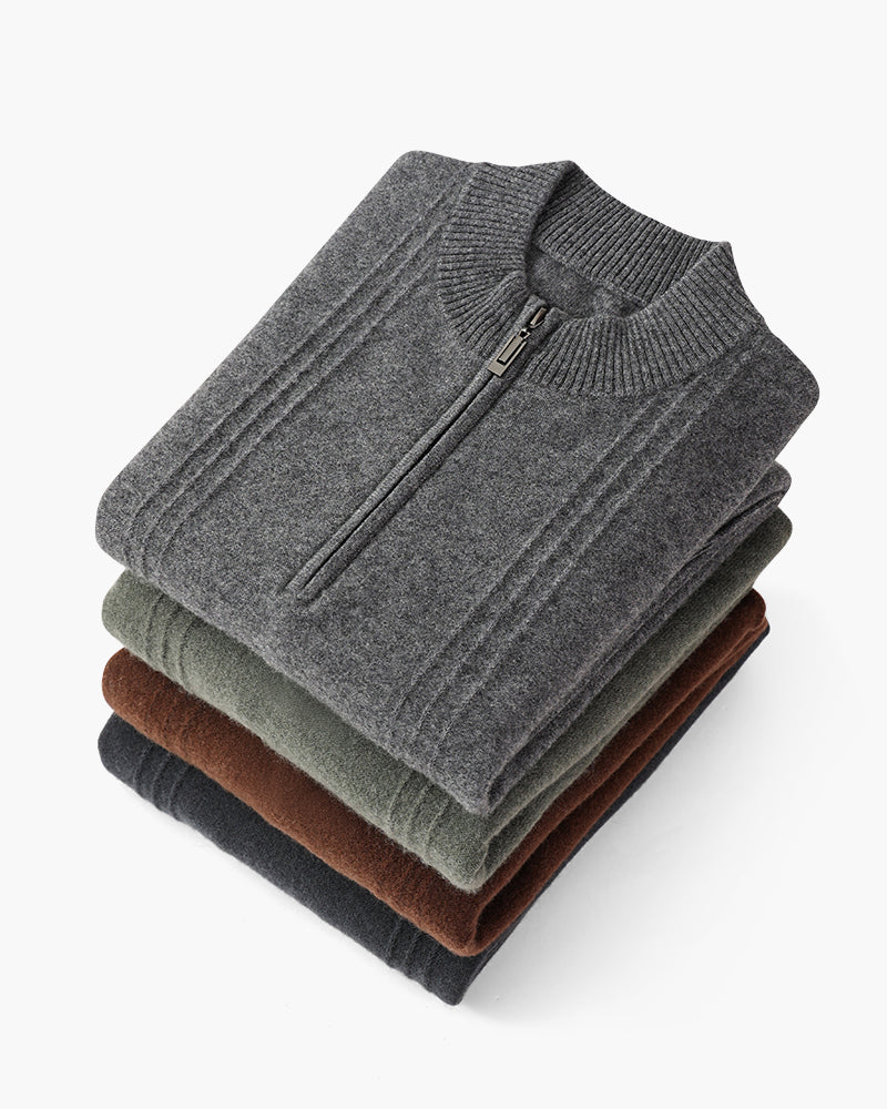 100% rib-strik med halv zip