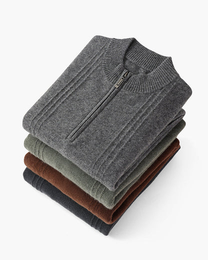 100% rib-strik med halv zip