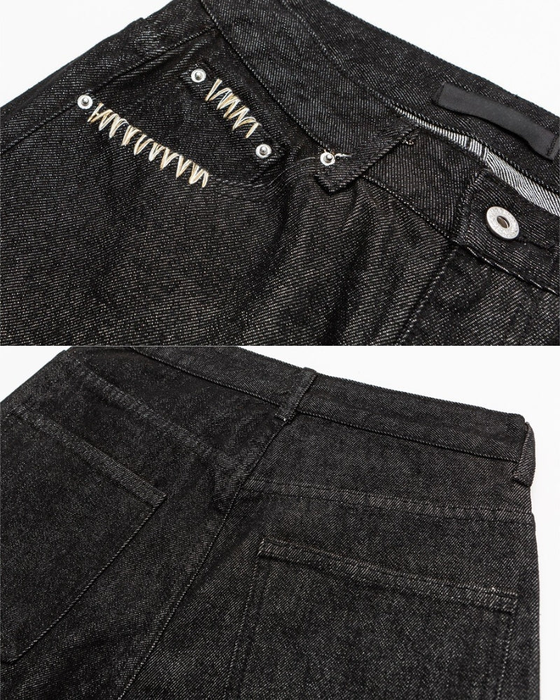 Afslappet pasform, wide-leg sorte skyllejeans