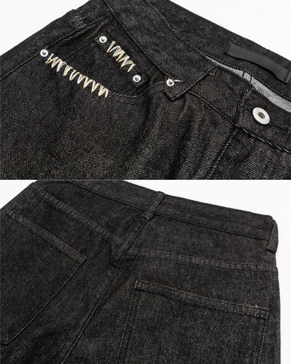 Afslappet pasform, wide-leg sorte skyllejeans