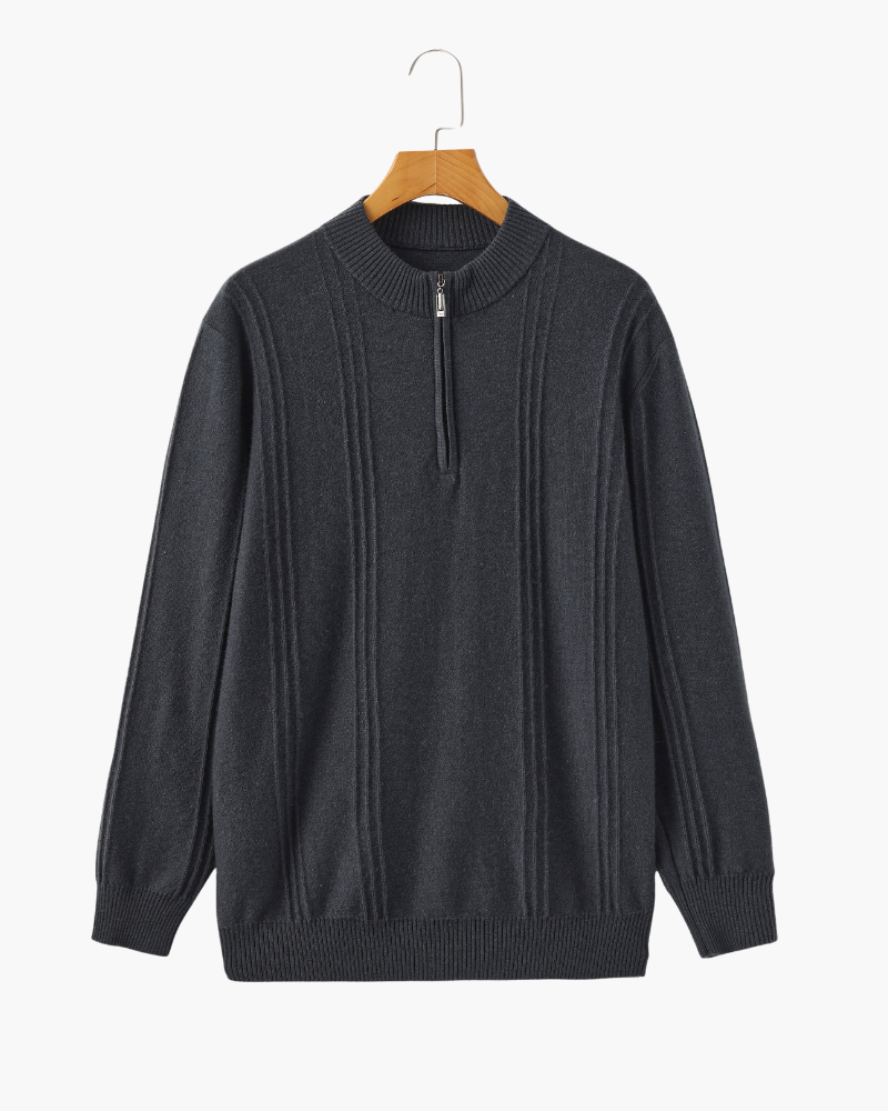 100% rib-strik med halv zip