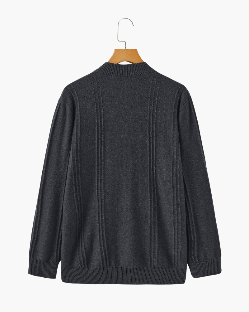 100% rib-strik med halv zip
