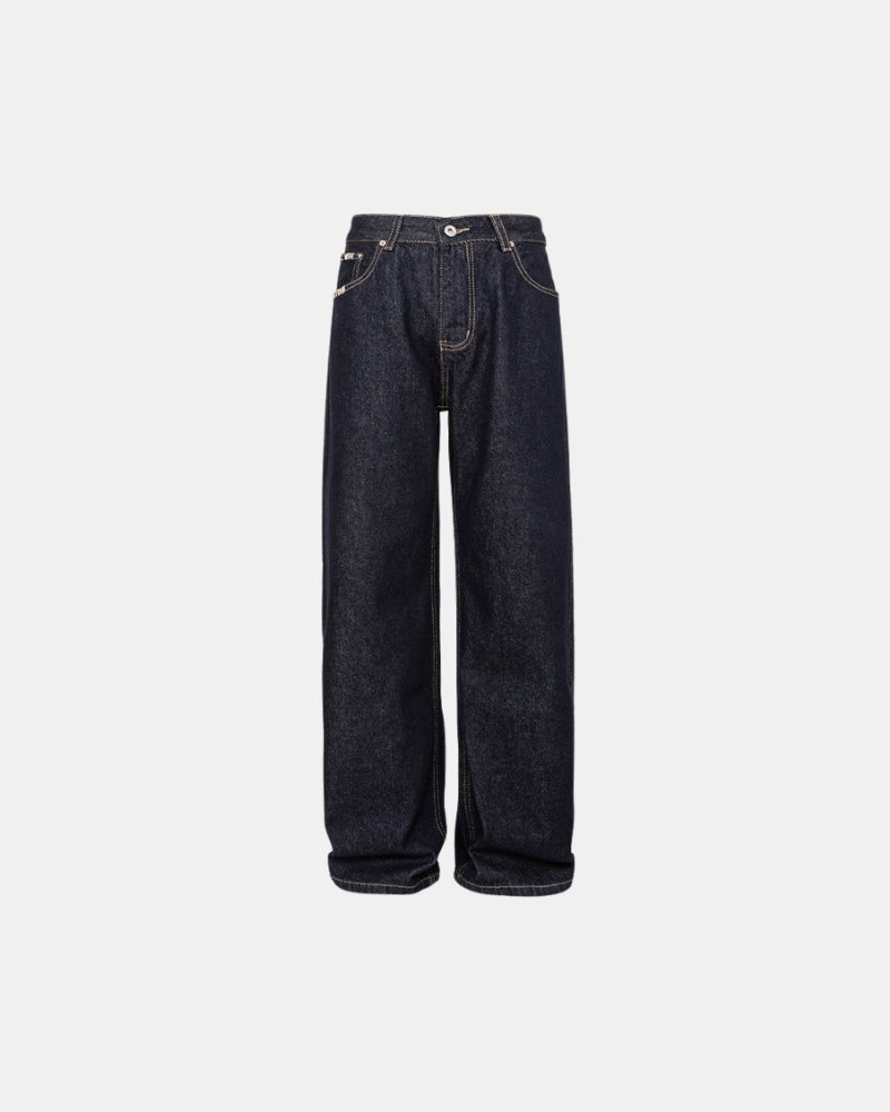 Afslappet pasform, wide-leg sorte skyllejeans