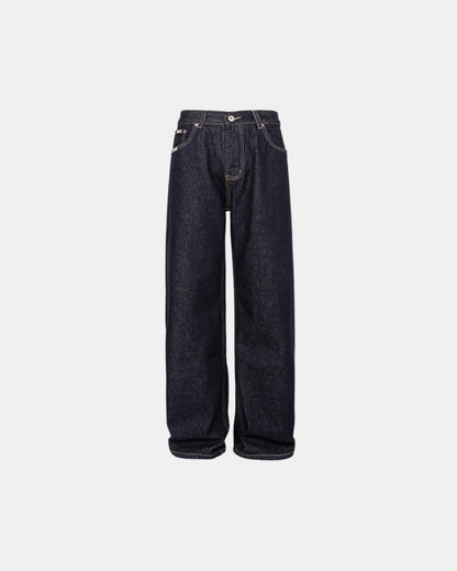 Afslappet pasform, wide-leg sorte skyllejeans