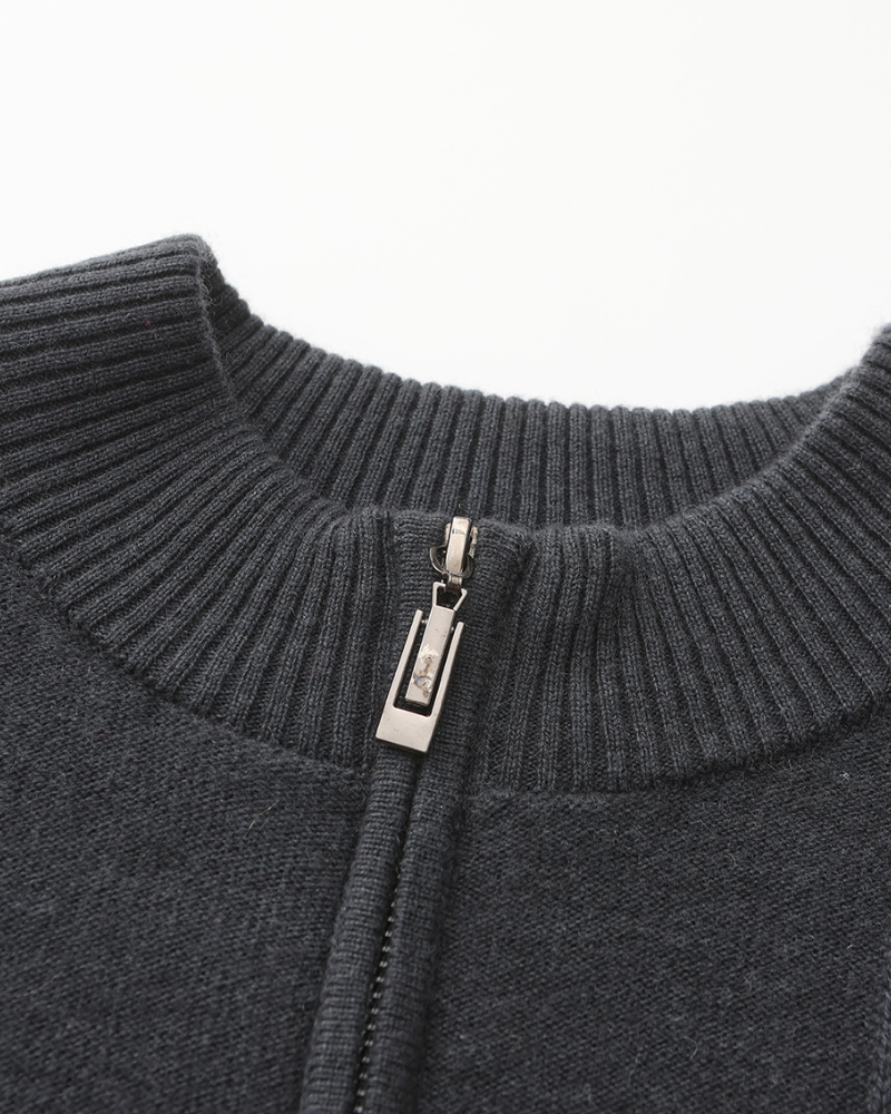 100% rib-strik med halv zip