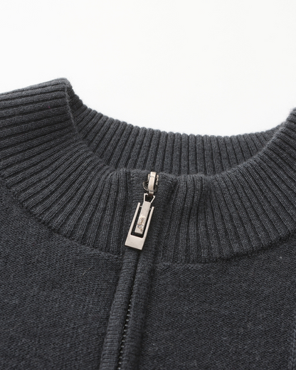 100% rib-strik med halv zip