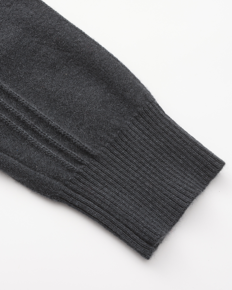 100% rib-strik med halv zip
