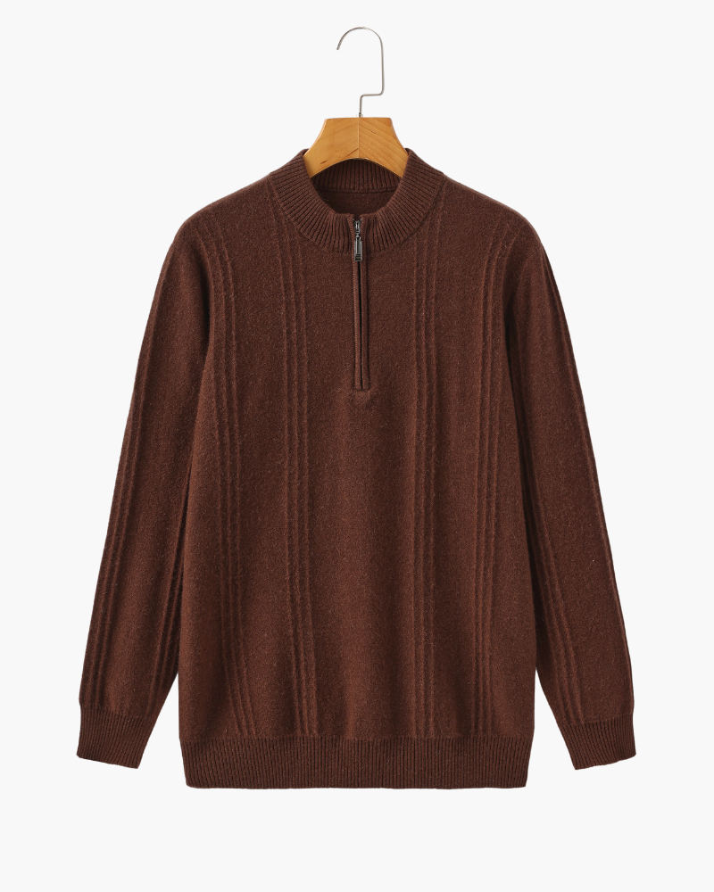 100% rib-strik med halv zip