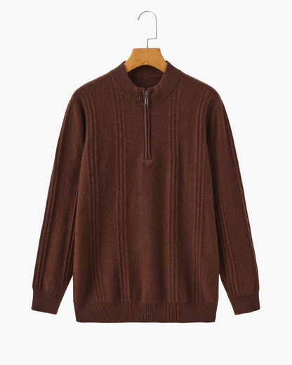 100% rib-strik med halv zip