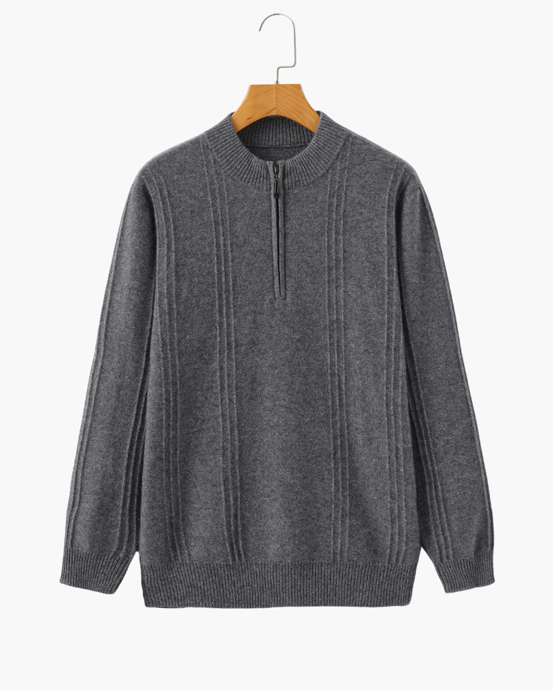 100% rib-strik med halv zip