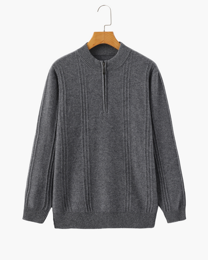 100% rib-strik med halv zip