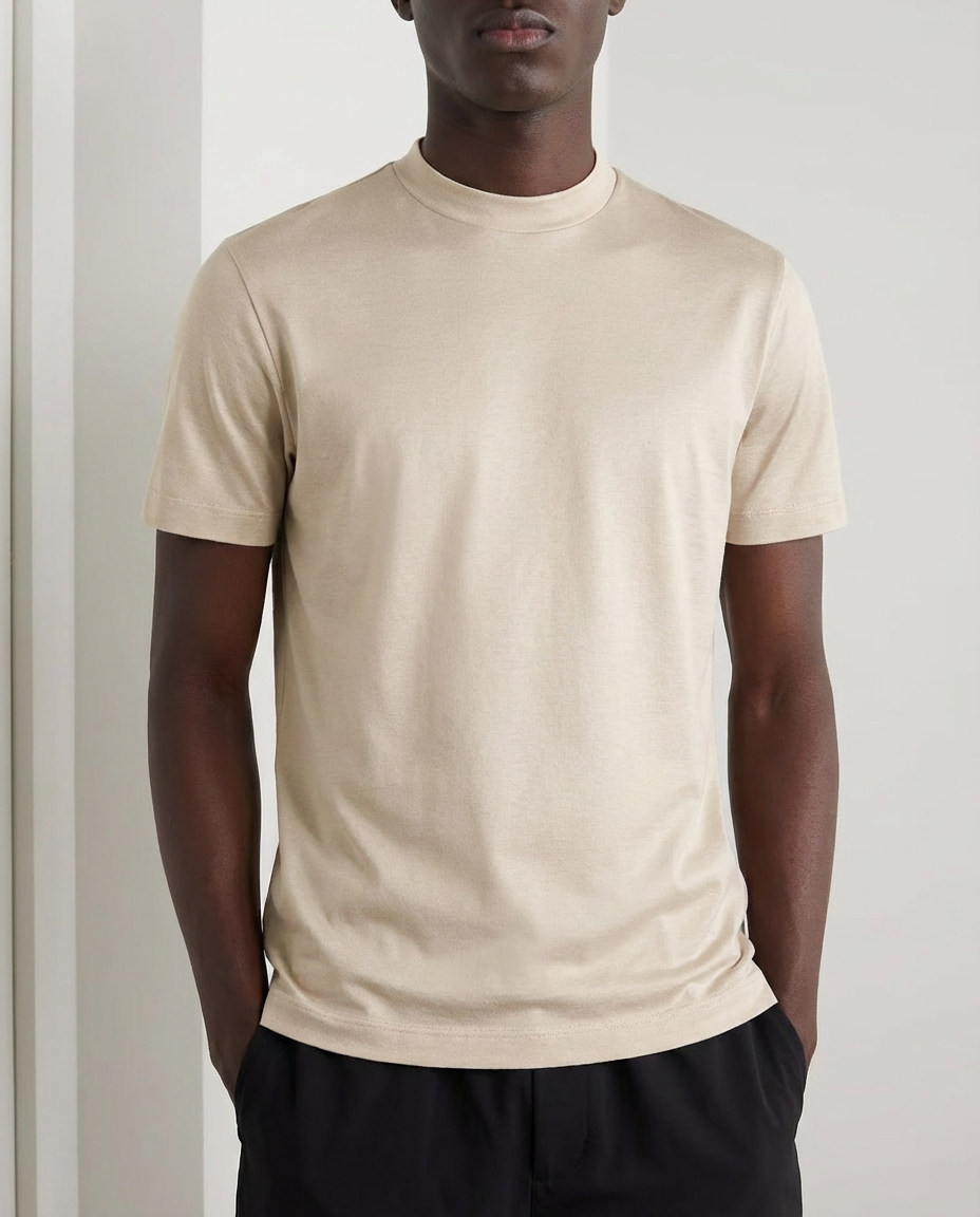 Blank poleret T-shirt med runde ærmer