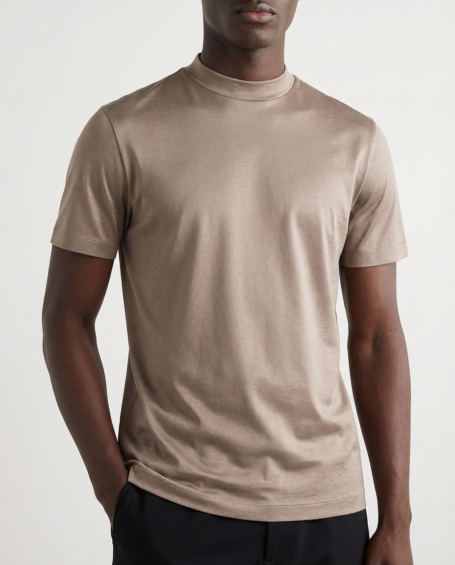 Blank poleret T-shirt med runde ærmer