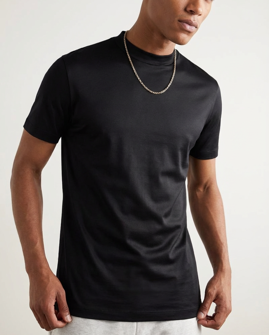Blank poleret T-shirt med runde ærmer