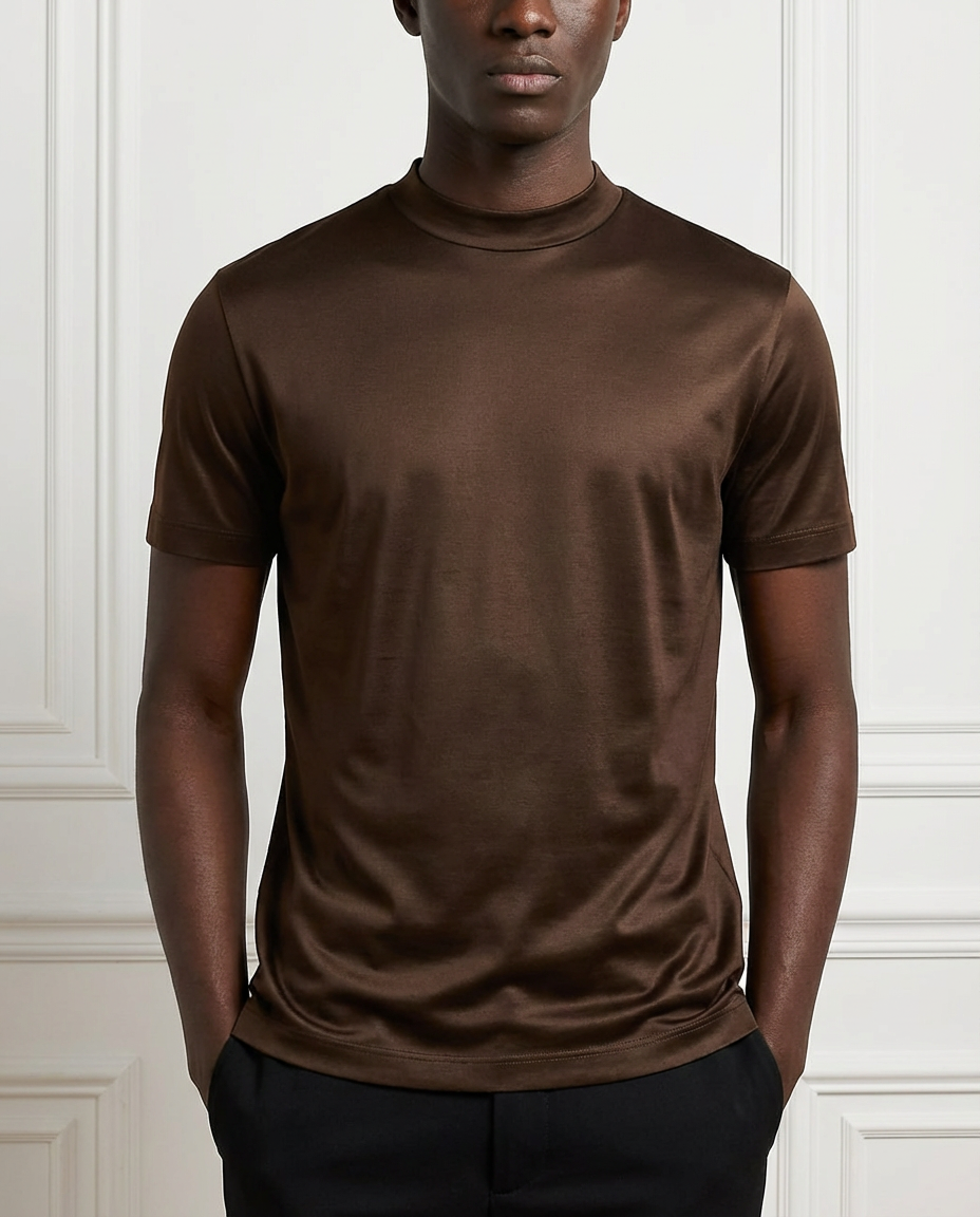 Blank poleret T-shirt med runde ærmer