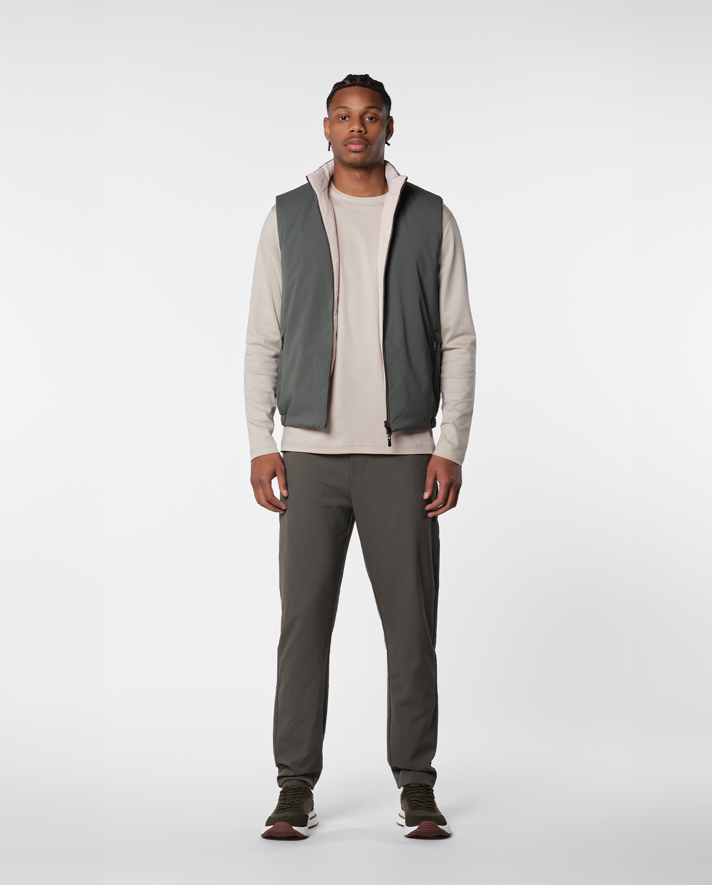 Konvertibel vest – grøn/beige