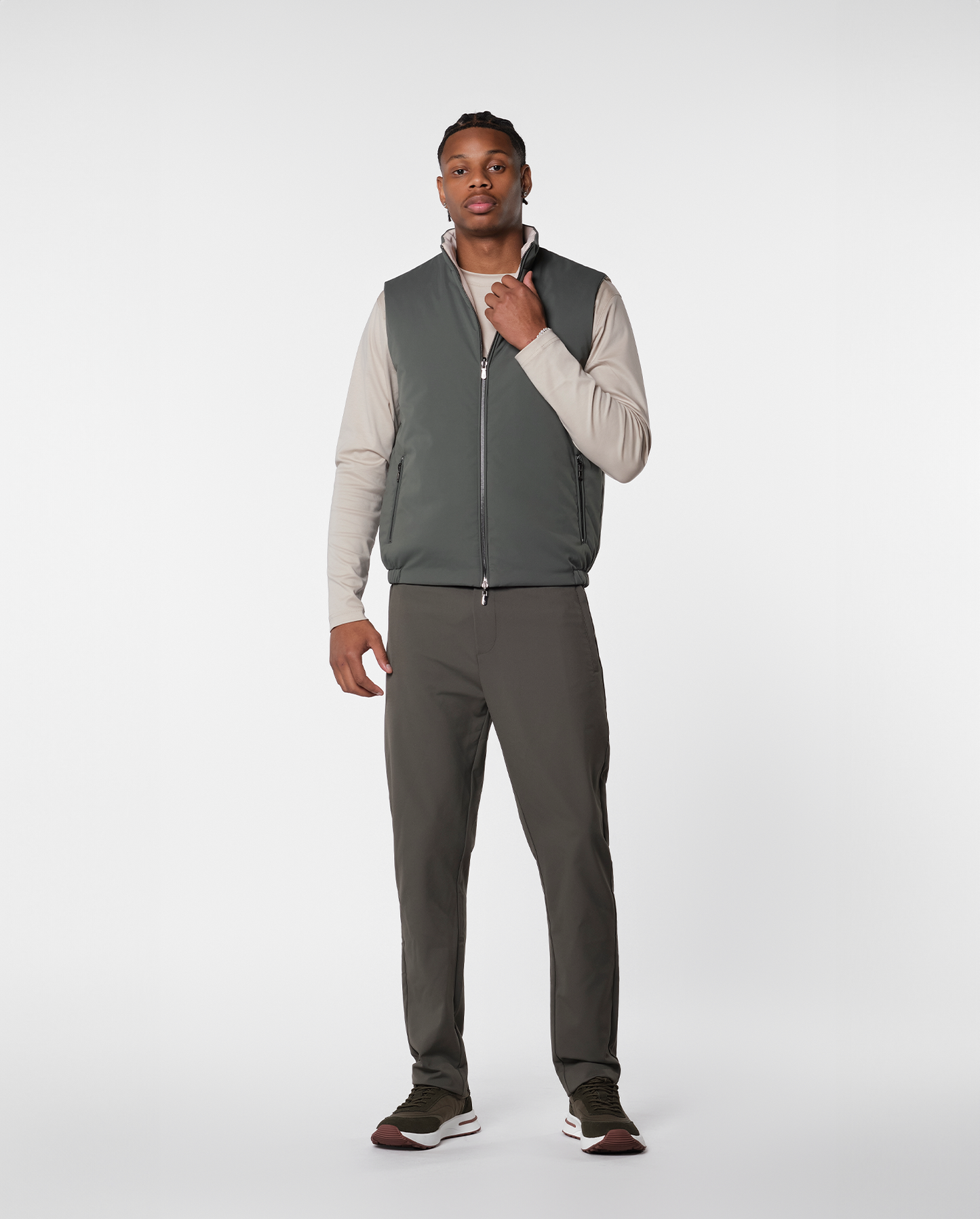Konvertibel vest – grøn/beige