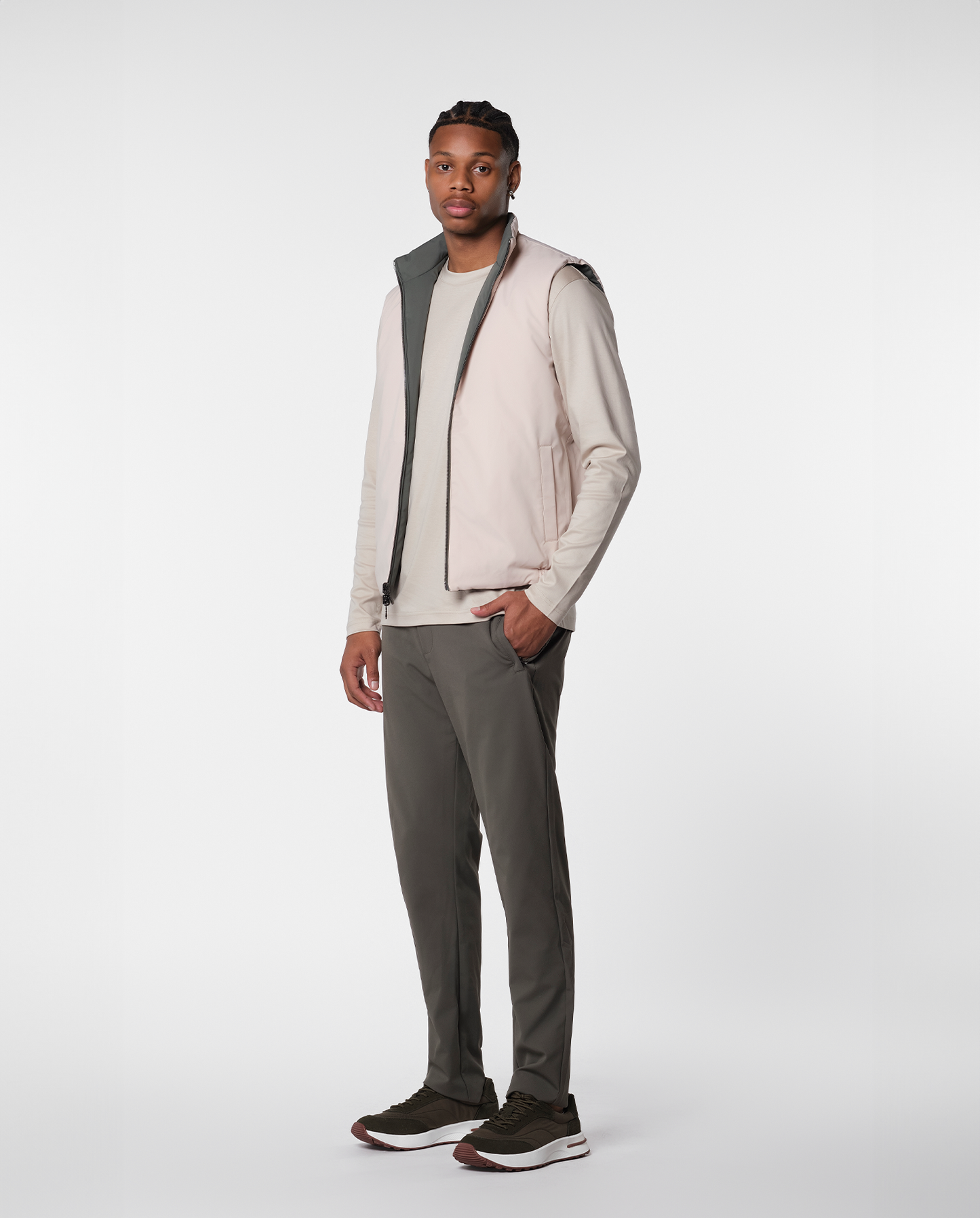 Konvertibel vest – grøn/beige