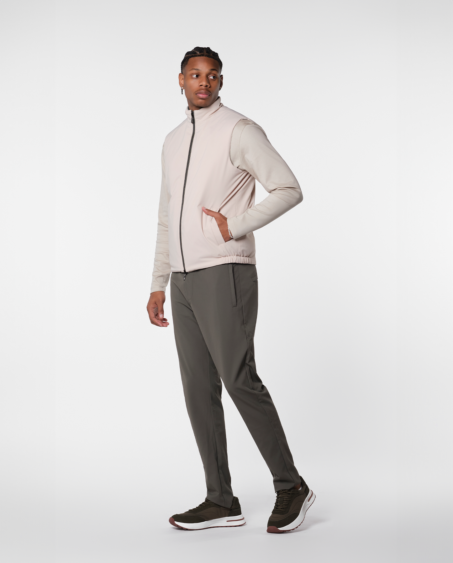 Konvertibel vest – grøn/beige