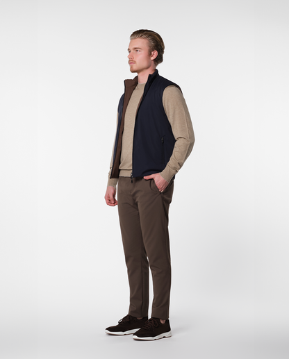 Blå/brun vendbar vest