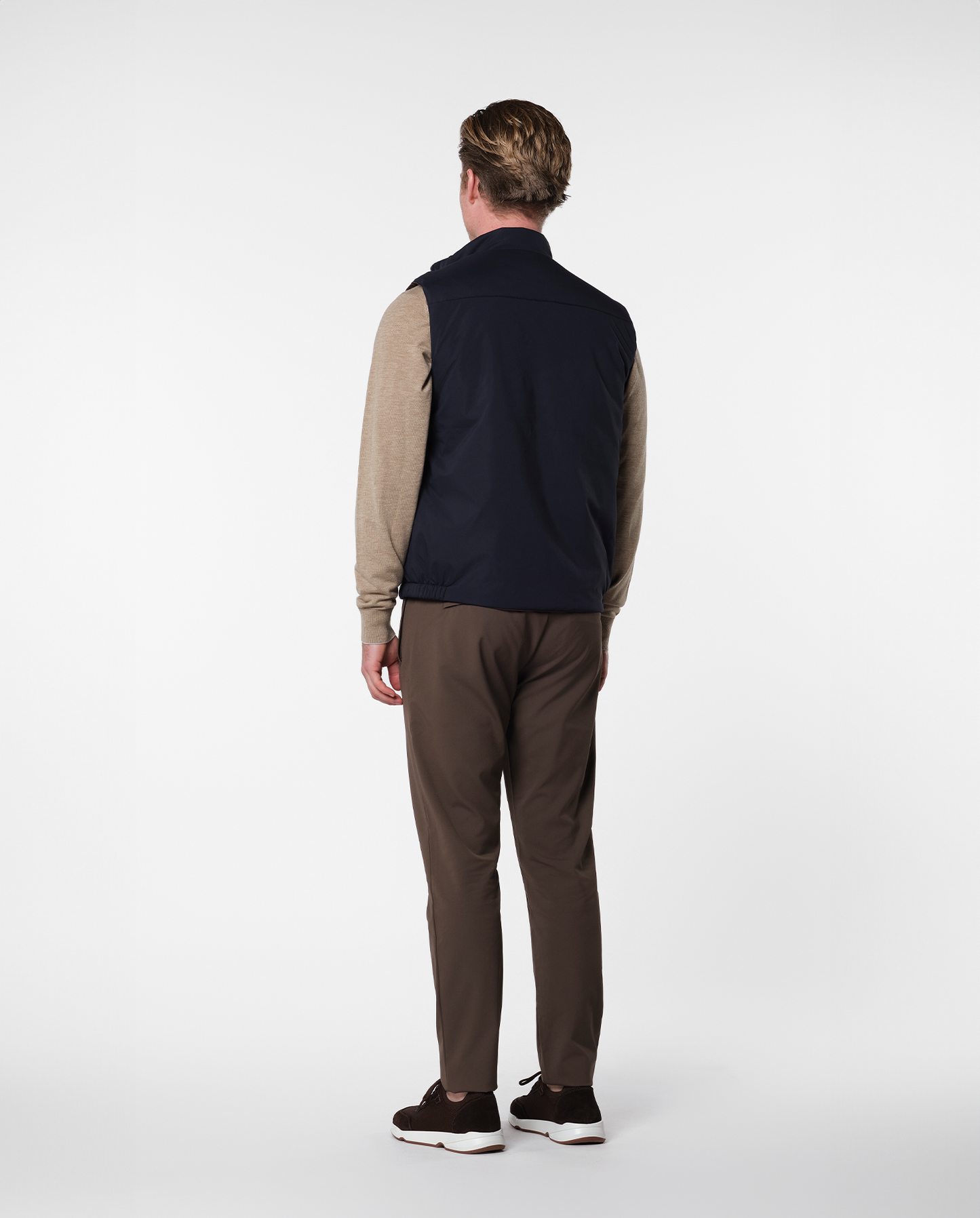Blå/brun vendbar vest
