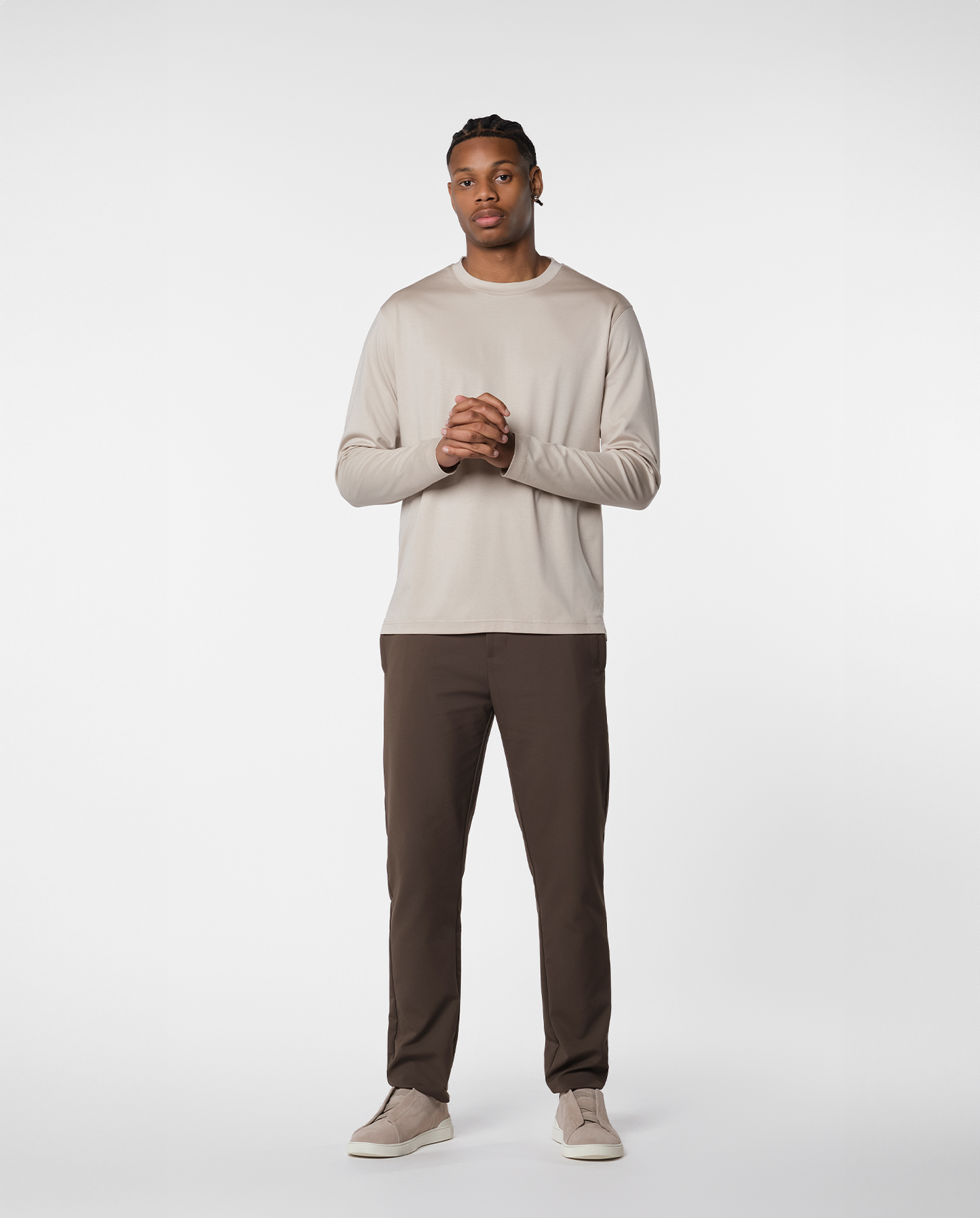 En luksuriøs strikket T-shirt i beige