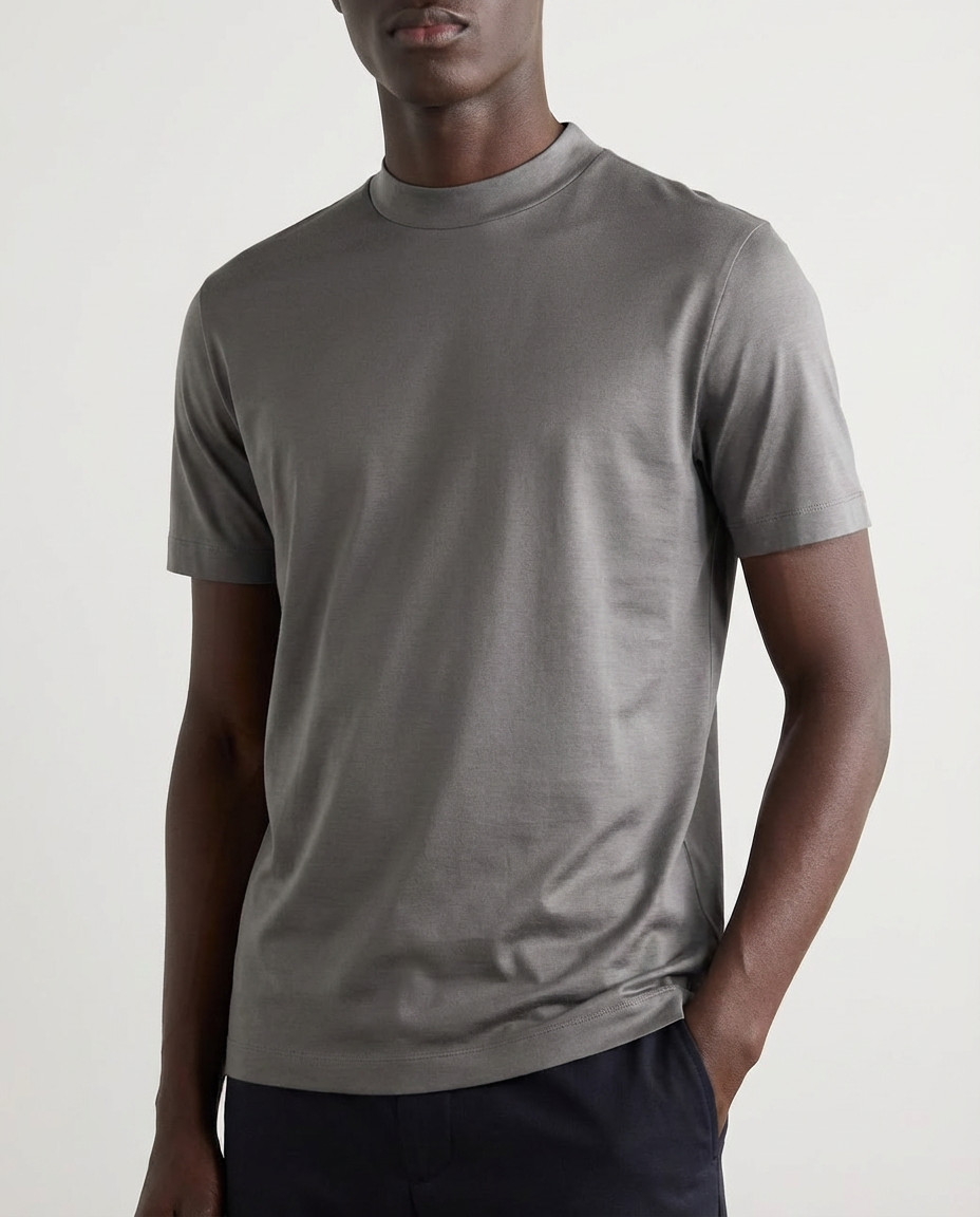 Blank poleret T-shirt med runde ærmer