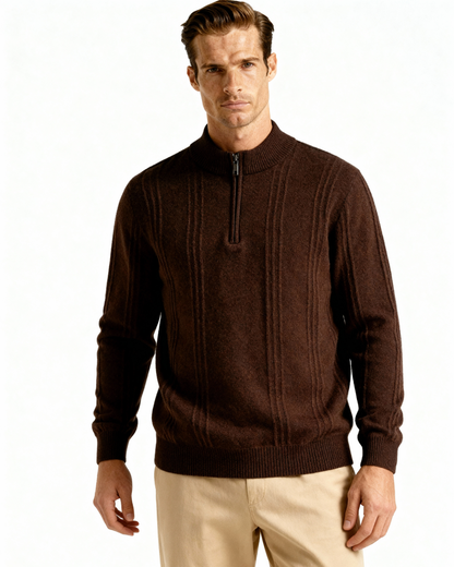 100% rib-strik med halv zip